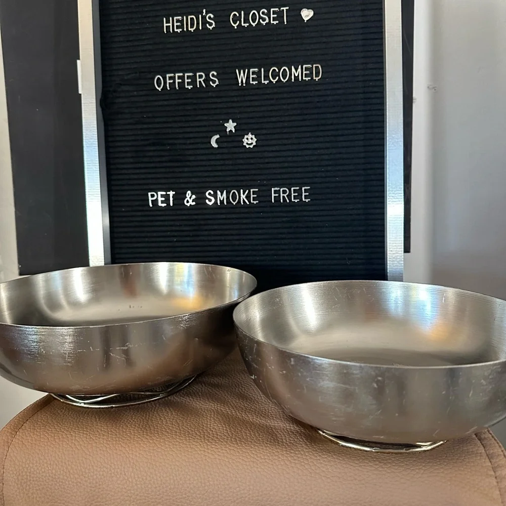 🆕2 Silver/Gold Indian Decorative Metal Bowls